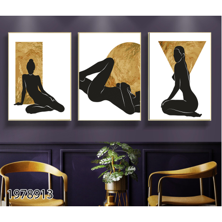 שלשה על קנבס מתוח וממוסגר לחדר השינה או לסלון דגם 1978913