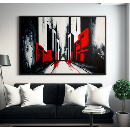 תמונה לסלון או למשרד אבסטרקט אורבני מודפסת על קנבס דגם  - 2901231