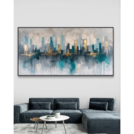 תמונת קנבס לסלון בסגנון אבסטרקט אורבני 
