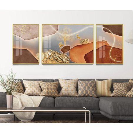 תמונה מחולקת לסלון מודפסת על בד קנבס עיצוב מופשט  דגם 5857905