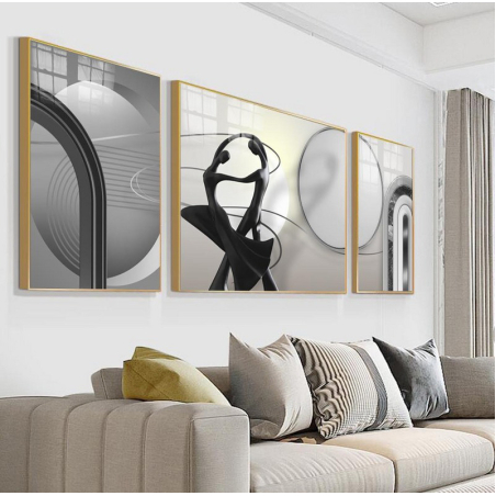 תמונת אבסטרקט מחולקת לסלון על קנבס עם אפשרות לחיפוי זכוכית דגם 7659808