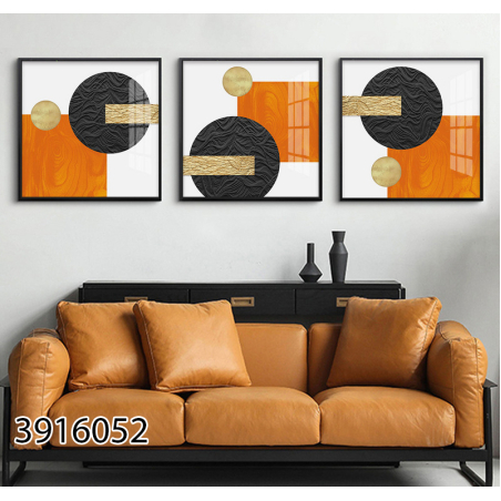 שלישיית תמונות מרובעות לסלון על קנבס עם אפשרות זיגוג דגם 3916052