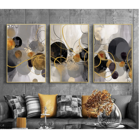 שלשה על קנבס כותנה!! מתוח וממוסגר לסלון או למשרד דגם 140625