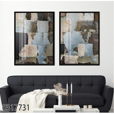 זוג תמונות קנבס כותנה עם טקסטורה מיוחדת ועשירה בסגנון מודרני לסלון או למשרד דגם-0317731