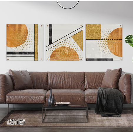 שלישיית תמונות מרובעות יוקרתיות מודפסות ישירות על זכוכית דגם-1201605