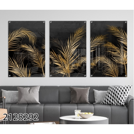 שלישיית תמונות לפינת אוכל או לסלון מודפסות על זכוכית דגם 2128292