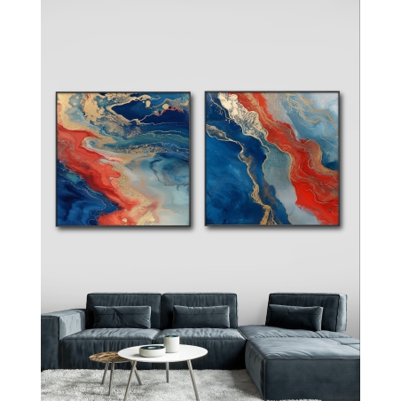 זוג תמונות מרובעות בסגנון אבסטרקט 