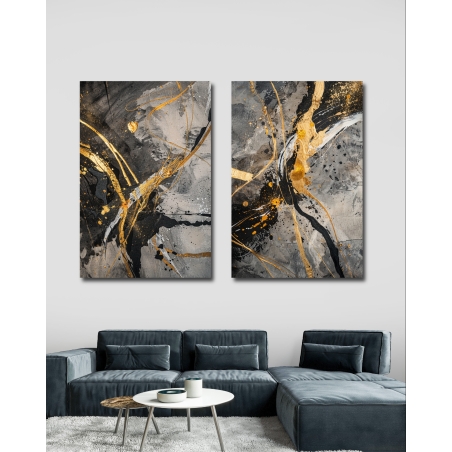 זוג תמונות קנבס בסגנון אבסטרקט 