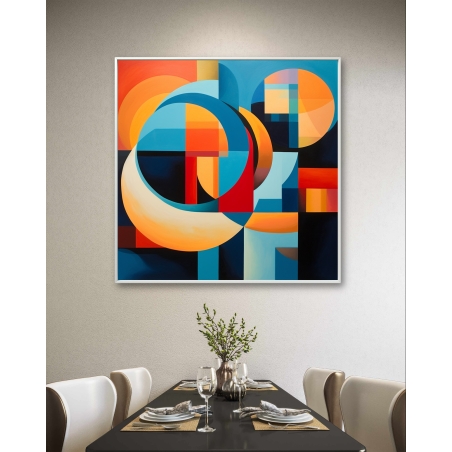 תמונת קנבס מרובעת על בד כותנה עשיר סגנון גיאומטרי צבעוני דגם - A30011