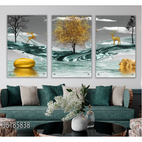 שלישיית תמונות לסלון מודפסות על זכוכית דגם 36185838