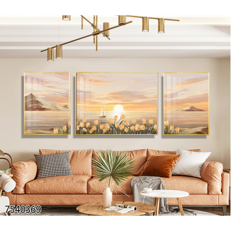 תמונה מחולקת לסלון מודפסת על בד קנבס עיצוב מופשט  דגם 7540369