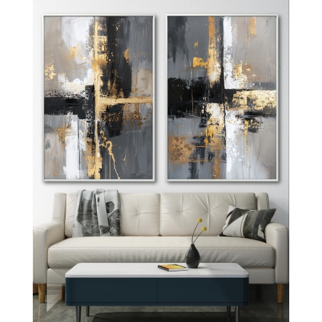 זוג תמונות קנבס לסלון בסגנון אבסטרקט 