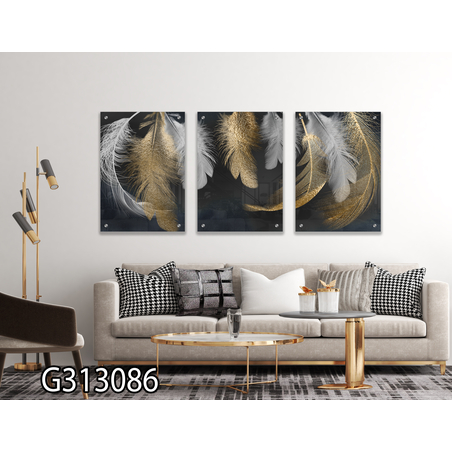 שלישיית תמונות לסלון מודפסות על זכוכית דגם G313086