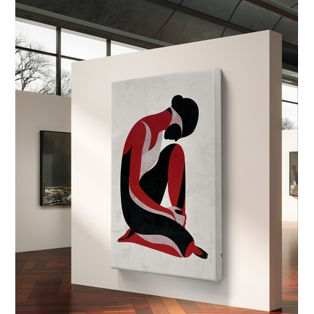 תמונת קנבס עם דמות נשית מינימליסטית בגווני שחור ואדום בעיצוב מודרני