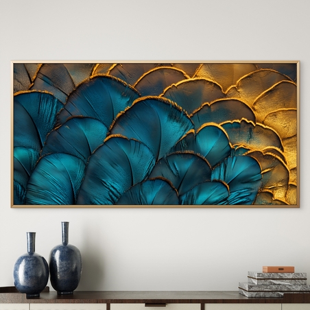 תמונת קנבס בגווני טורקיז וזהב עם טקסטורה אלגנטית ועומק חזותי – NEXTGEN BY BAR