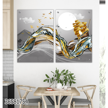 זוג תמונות  בהדפסה ישירה על זכוכית לפינת אוכל או לסלון דגם 36581754