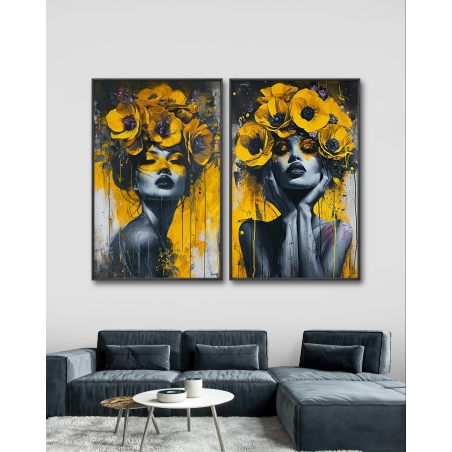 זוג תמונות קנבס על בד כותנה 