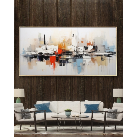 תמונת קנבס סגנון אבסטרקט גיאומטרי גוונים כהים חום/אדום דגם - R55103