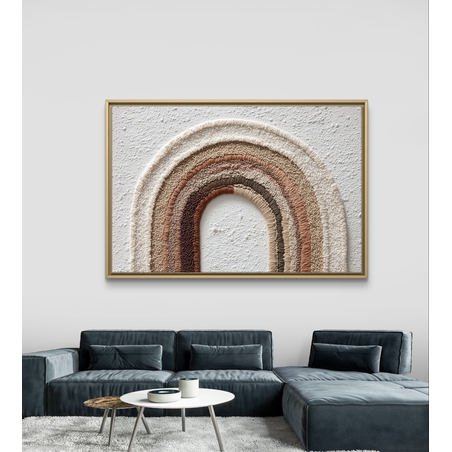 תמונת קנבס עם קשת מינימליסטית בגווני שמנת וחול בעיצוב רגוע