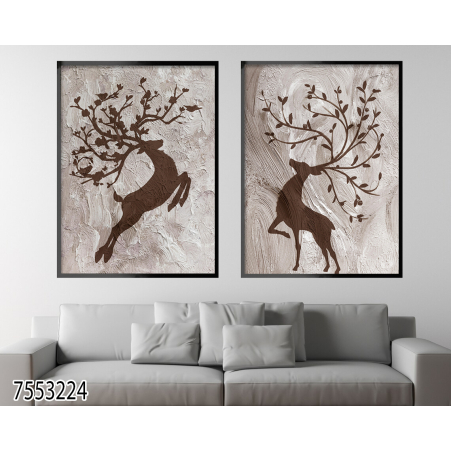 זוג תמונות על קנבס כותנה  לסלון למשרד או לחדר השינה דגם 7553224