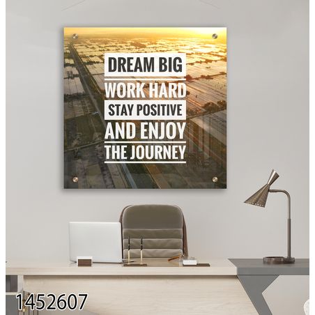 תמונת מוטיבציה מזכוכית מרובעת למשרד או לחדר עבודה דגם 1452607