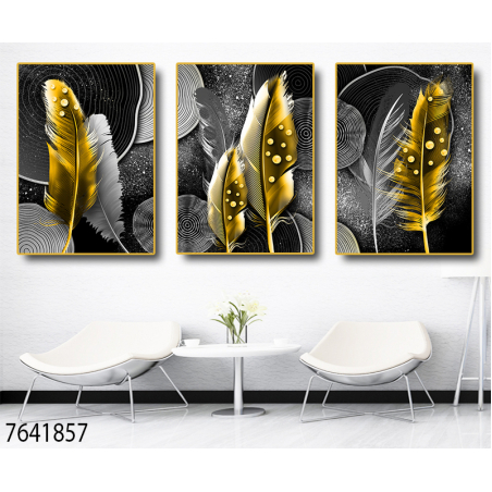 שלשה על קנבס אבסטרקט מתוח וממוסגר לחדר השינה או לסלון דגם 7641857