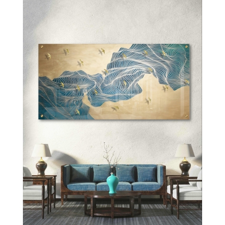 תמונת זכוכית לסלון בסגנון אבסטרקט מופשט 