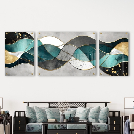 תמונת זכוכית מחולקת לסלון בסגנון גאומטרי 