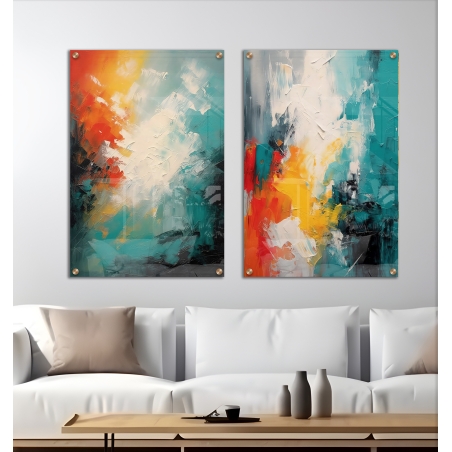 זוג תמונות זכוכית אבסטרקט דגם 160789