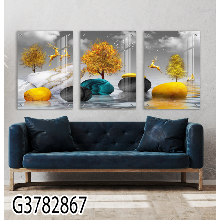 שלישיית תמונות מעוצבות מודפסות על זכוכית דגם G3782867