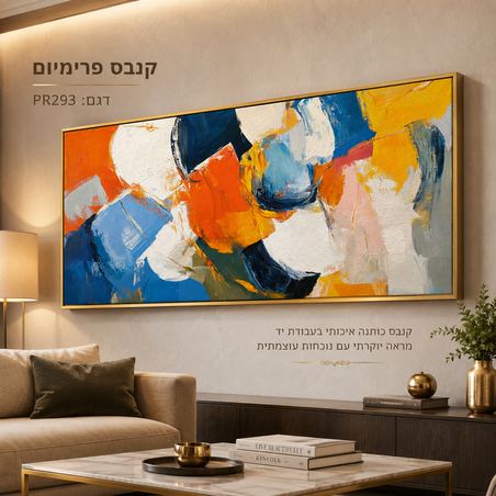 תמונת קנבס פרימיום במרקם בולט דגם איזון כתום וכחול PR293