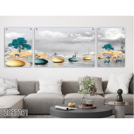 תמונה מחולקת לסלון מודפסת על זכוכית דגם 2097261