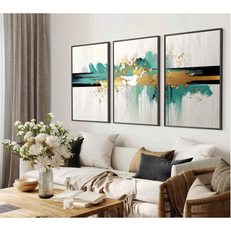 שלשה על קנבס כותנה!! מתוח וממוסגר לסלון או למשרד דגם 100345