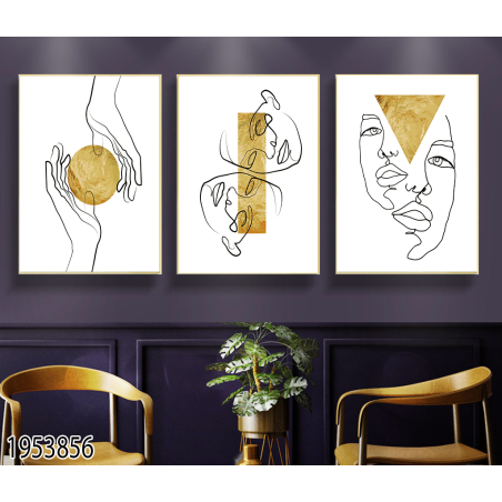 שלשה על קנבס מתוח וממוסגר לחדר השינה או לסלון דגם 1953856