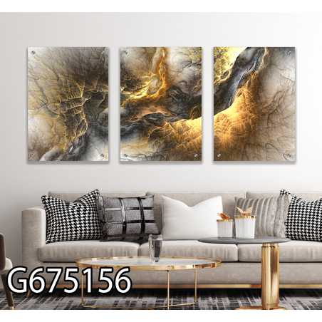 שלישיית תמונות לסלון מודפסות על זכוכית דגם G675156