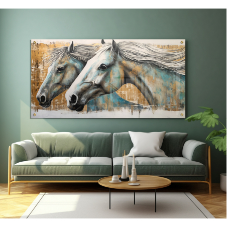 תמונת זכוכית או קנבס סוסים לסלון או למשרד עיצוב בלעדי דגם 290624