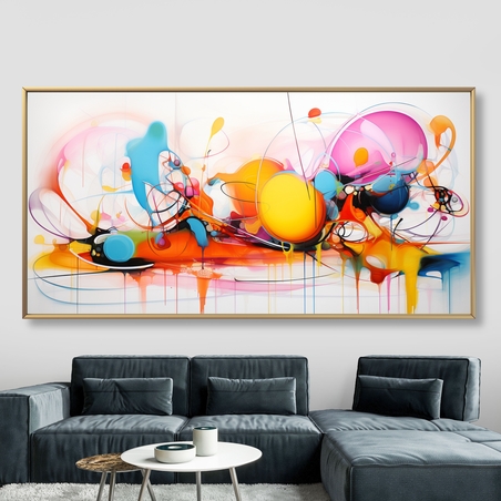 תמונת קנבס ממוסגרת אבסטרקט צבעונית דגם 1709236