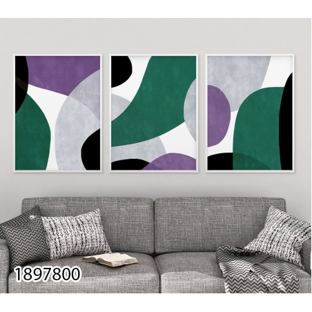 שלשה על קנבס מתוח וממוסגר לסלון או למשרד דגם 1897800
