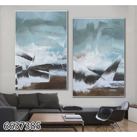 זוג תמונות קנבס כותנה עם טקסטורה מיוחדת ועשירה בסגנון מודרני לסלון או למשרד דגם-6637385