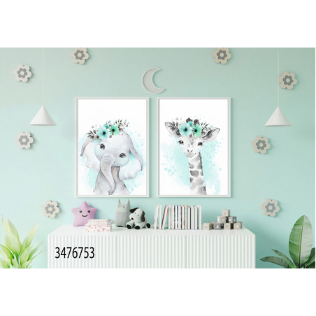 זוג תמונות ממוסגרות לחדר ילדים דגם 3476753