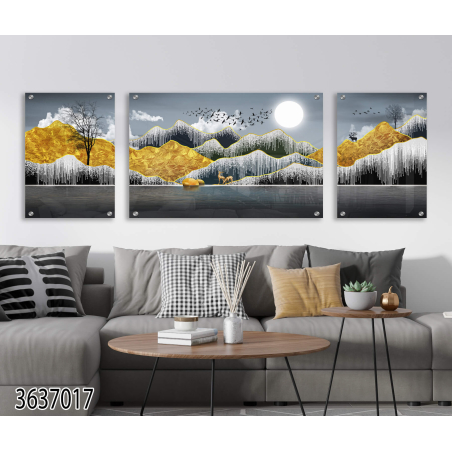 תמונה מחולקת לסלון מודפסת על זכוכית דגם 3637017