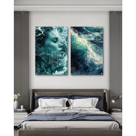 זוג תמונות זכוכית מיוחדות לחדר שינה 