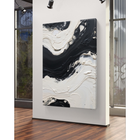 תמונת קנבס מהממת אבסרקט שחור לבן  דגם 1711237