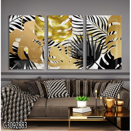 שלישיית תמונות לפינת אוכל או לסלון מודפסות על זכוכית דגם G3092883