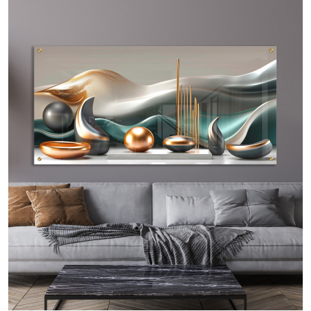 תמונת זכוכית לסלון בסגנון גאומטרי 