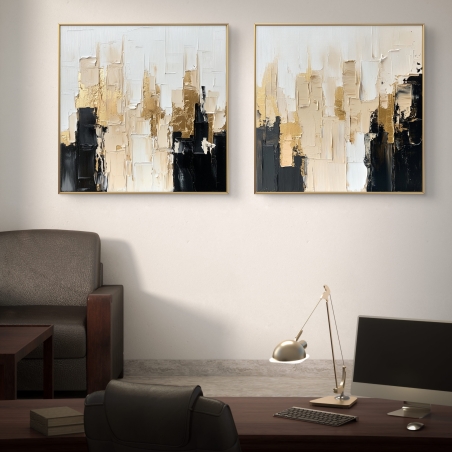 זוג תמונות מרובעות על קנבס לסלון 