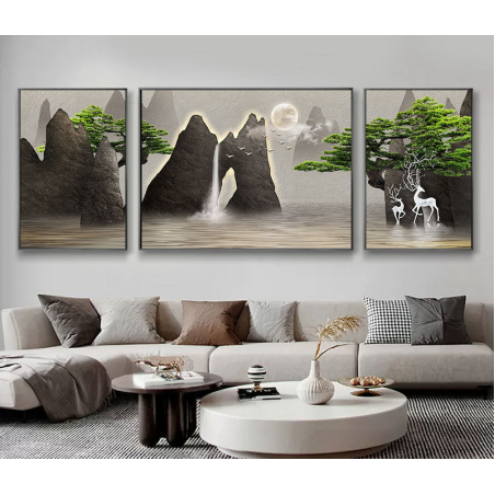 תמונת תלת מימד מחולקת לסלון על קנבס עם אפשרות לחיפוי זכוכית דגם 8297107