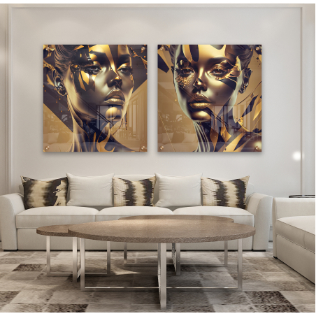 זוג תמונות מרובעות בהדפסה ישירה על זכוכית דגם 6030100