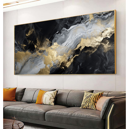 תמונת קנבס מעלפת סגנון אבסטרקט גוונים שחור וזהב דגם - L520120