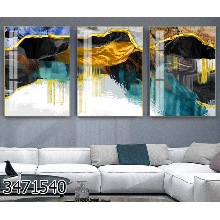 שלשה על קנבס מתוח וממוסגר לסלון או למשרד דגם 3471540